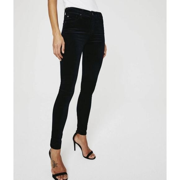 Adriano Goldschmied Women's Farrah Skinny High Rise Black Velvet Pants 27 NWOT - Picture 1 of 9